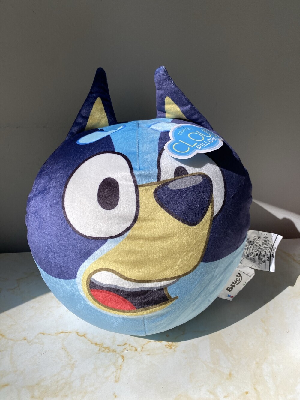 New Bluey Travel Cloud Pillow Round Face Plush Cushion